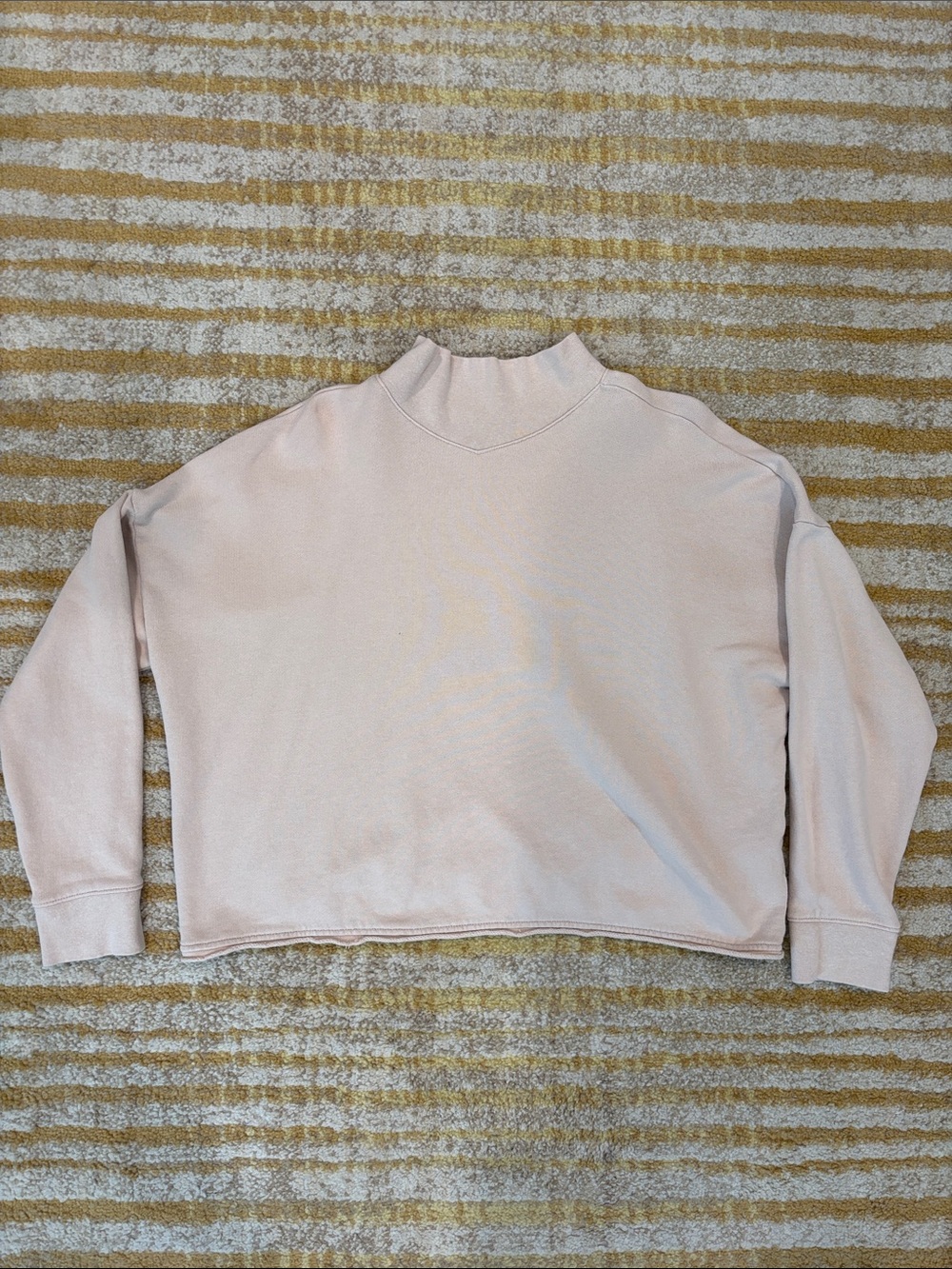 Madewell Cropped Mock-Neck Sweatshirt in Pale Pink